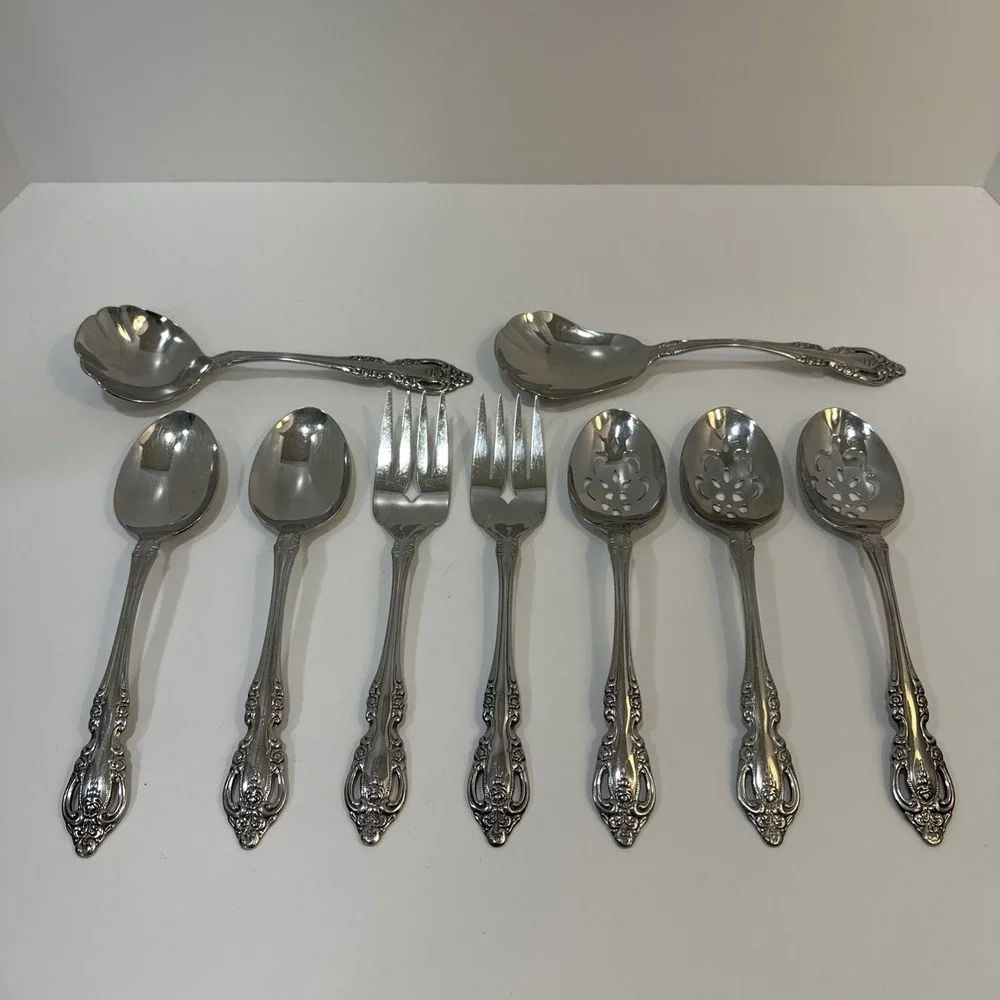 Oneida Community Brahms Stainless Steel Serving Set Spoons 9 PIECES READ